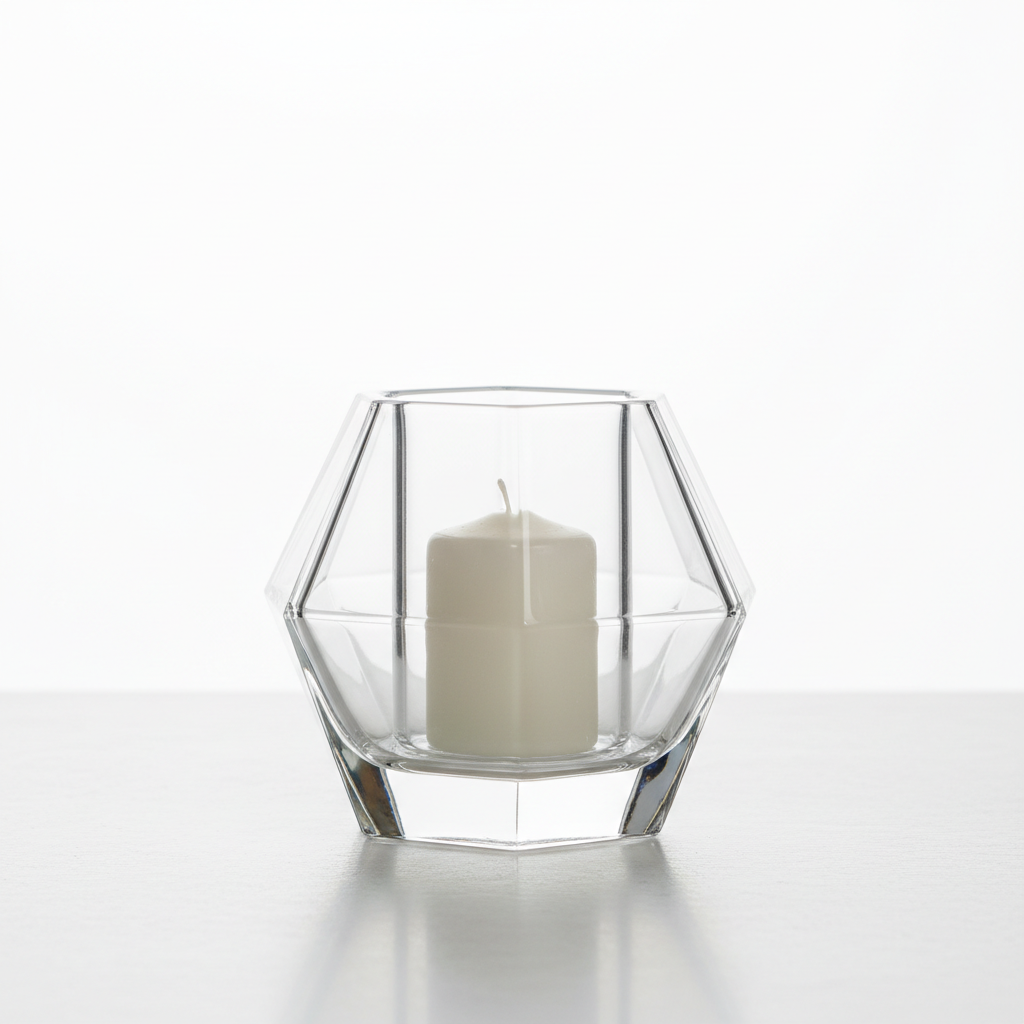 Geometric Glass Candle Holder - Modern home accent