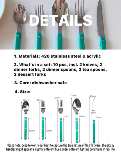 French Rivet Bistro Flatware Set - 10 Pieces