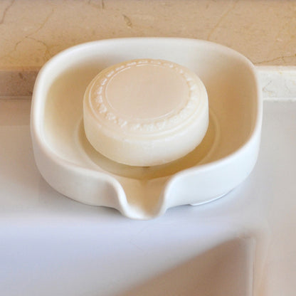 Artisan Porcelain Soap Dish with Self-Draining Design