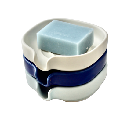 Artisan Porcelain Soap Dish with Self-Draining Design